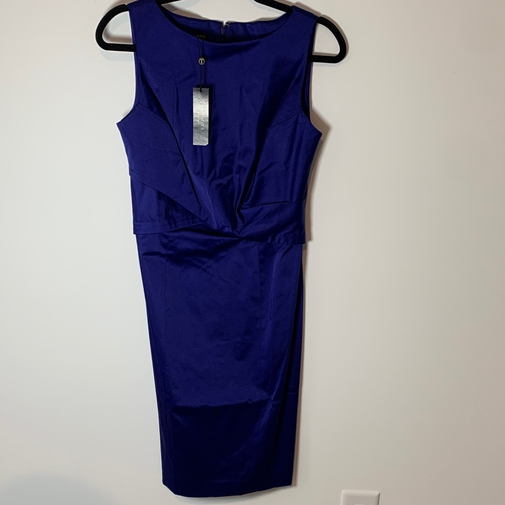 Talbots premium Royal Blue Midi Dress size 8 Pencil fit NWT